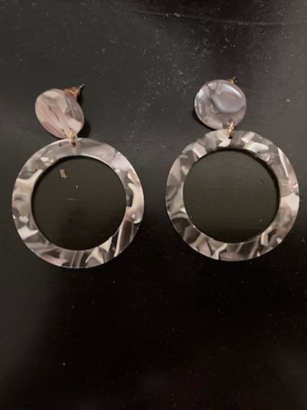 Gray and Alabaster White Tortoise Earrings